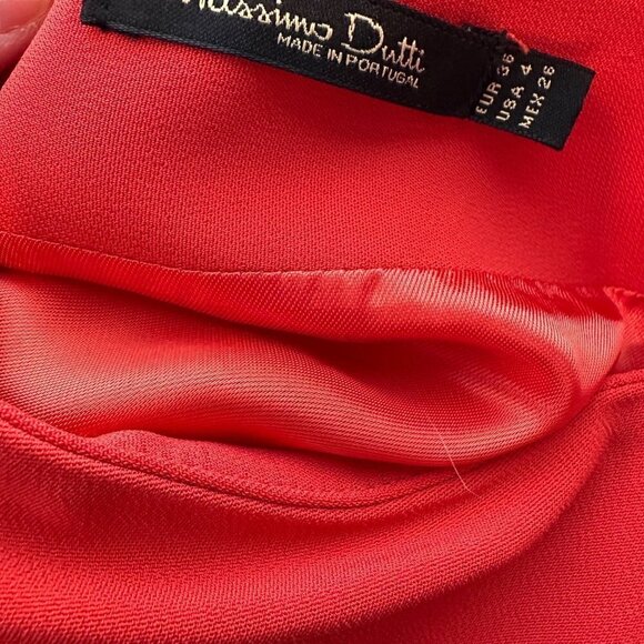 Massimo Dutti Red Ruched Midi Skirt Size 4 | Tiered Flounce Hem - Picture 13 of 14